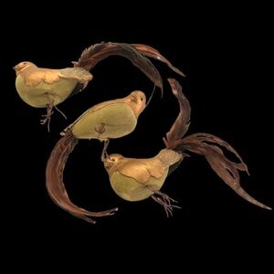 Vintage Set 3 birds Christmas tree wreath decor